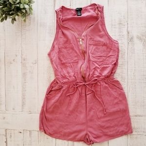 Rue 21 Romper Tank Top Zipper Neck Shorts Pockets